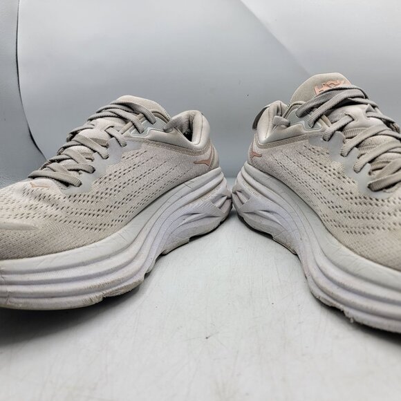 Hoka One One Bondi 8 Womens 10B White Harbor Mist Lunar Rock Running Shoes - Picture 3 of 15